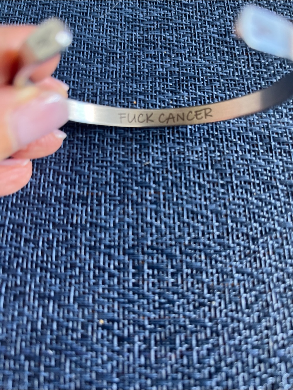 F*** Cancer stainless steel silver bracelet